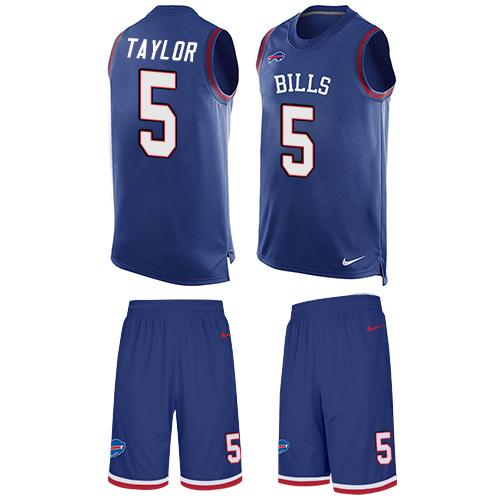 Nike Bills #5 Tyrod Taylor Royal Blue Team Color Men's Stitched NFL Limited Tank Top Suit Jersey